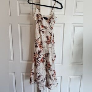 MINKPINK Floral White and Blush Wrap Midi Dress